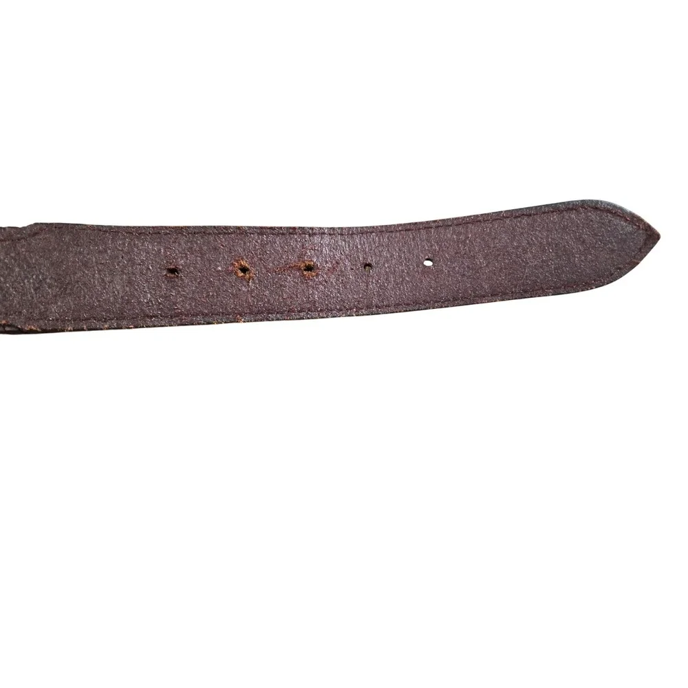 Mens Western Leather Belt Tooled Buckle‎ Brown Vintage Style